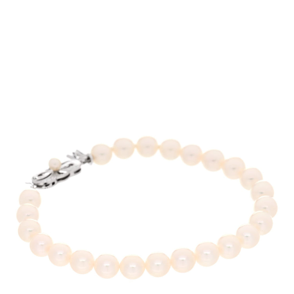 14K White Gold Akoya Cultured Pearl 6.5-7mm Strand Bracelet