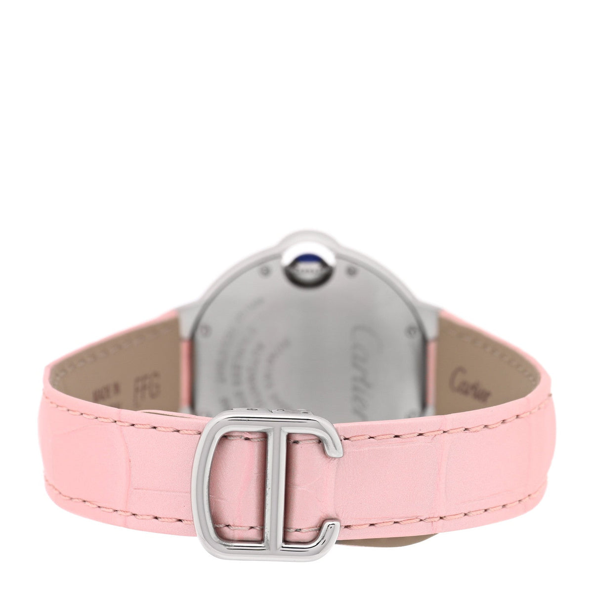 Stainless Steel Alligator 33mm Ballon Bleu De Cartier Automatic Watch Pink