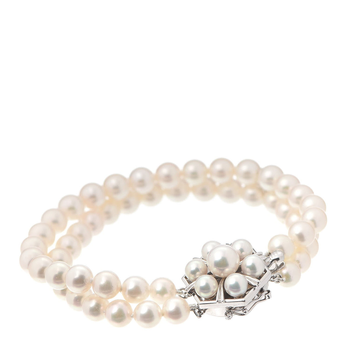 14K White Gold Akoya Pearl 6-7mm Double Strand Bracelet