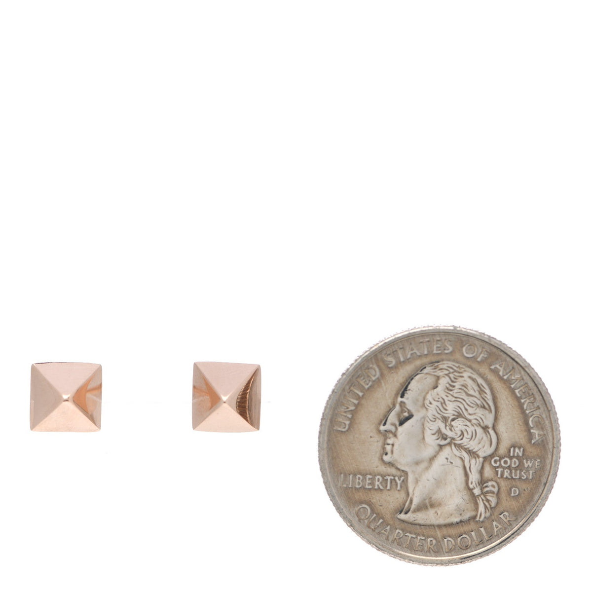 14K Rose Gold Pyramid Stud Earrings