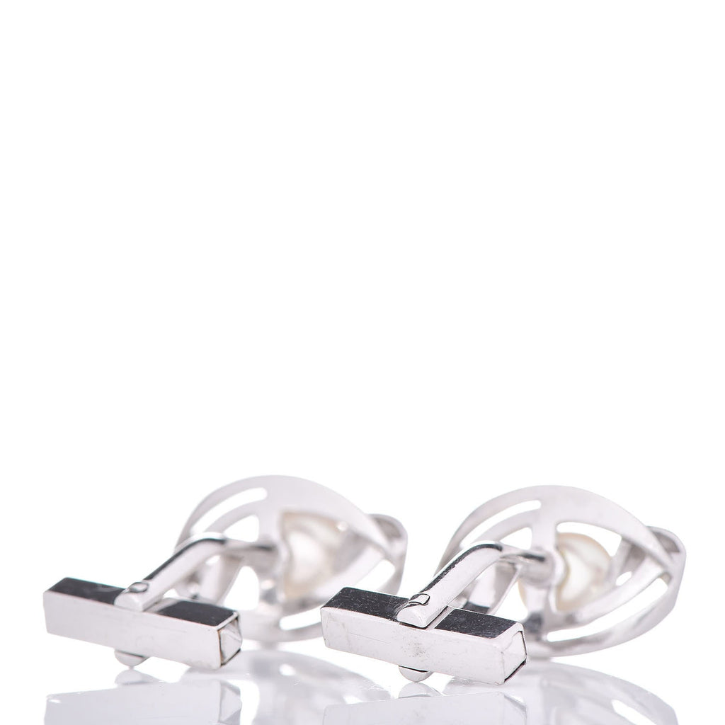 14K White Gold Akoya Pearl 7.5mm Cufflinks