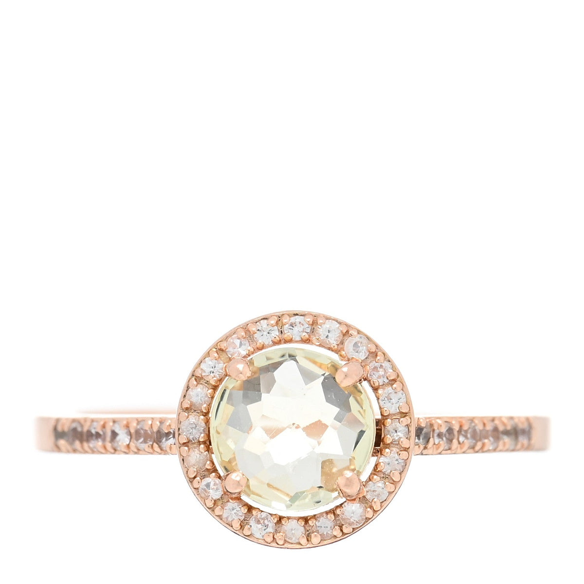 14K Rose Gold Citrine White Sapphire Cocktail Ring 54 7