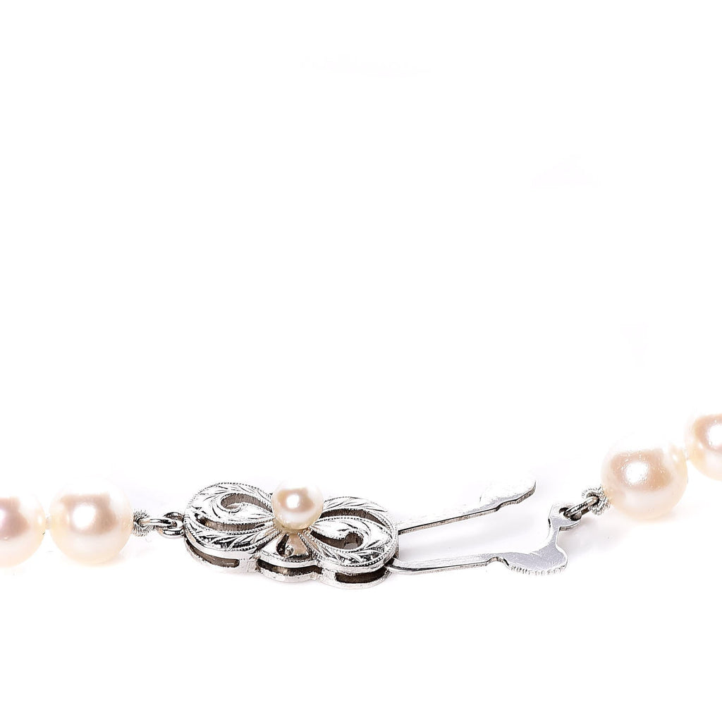 14K White Gold Akoya Pearl 6-6.5mm Strand Necklace 22"