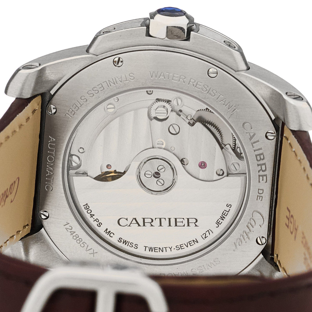 Stainless Steel 18K Pink Gold Alligator 42mm Calibre de Cartier Automatic Watch