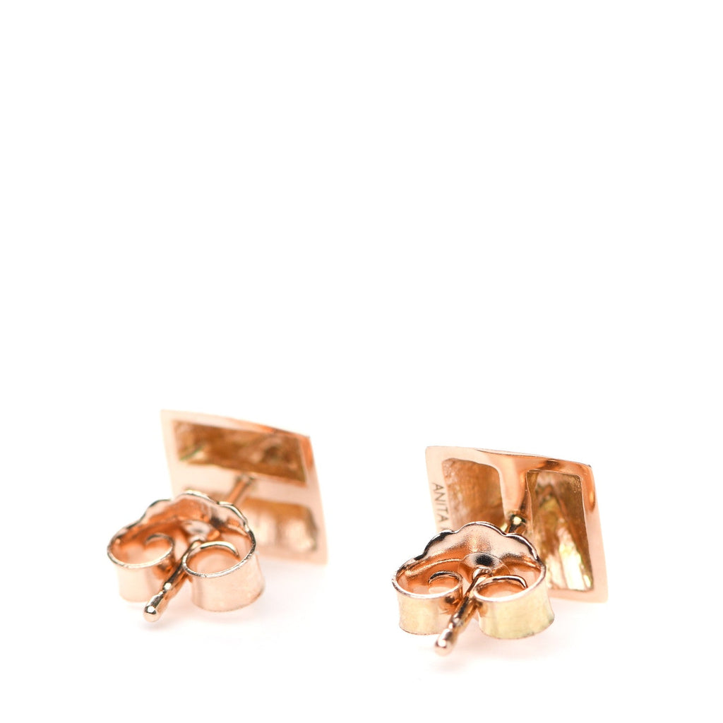 14K Rose Gold Pyramid Stud Earrings