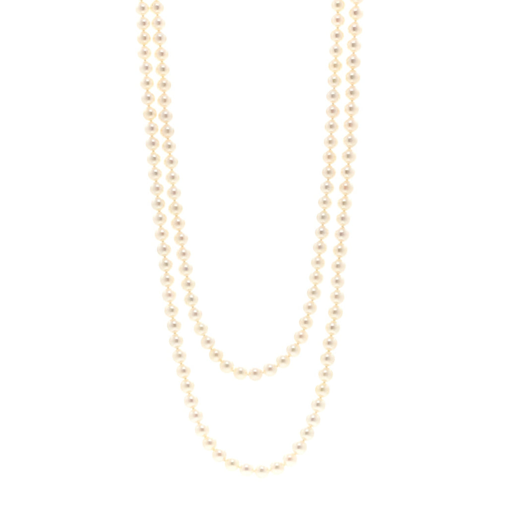 14K White Gold Akoya Cultured Pearl 6.5-7mm Double Strand Necklace