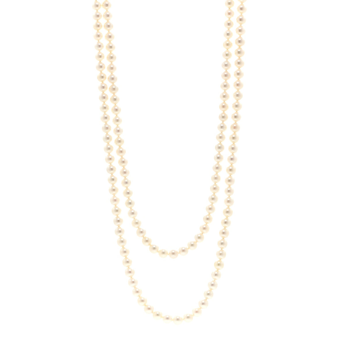 14K White Gold Akoya Cultured Pearl 6.5-7mm Double Strand Necklace