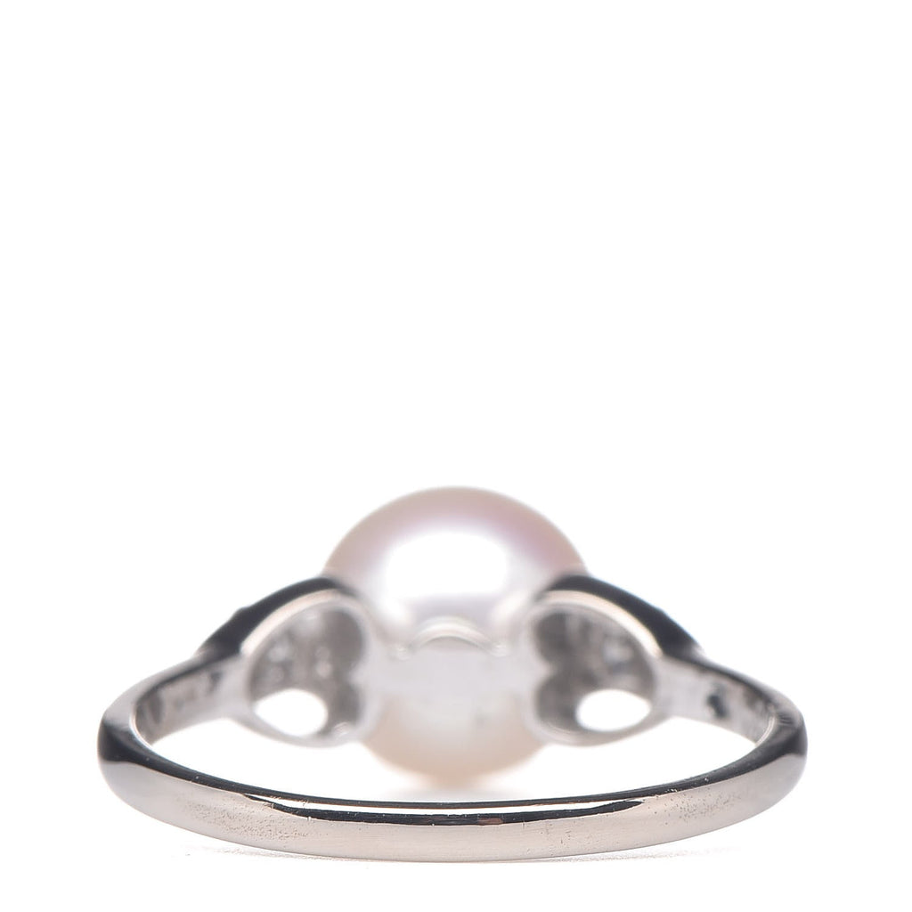 14K White Gold Diamond Akoya Pearl 8-8.5mm Ring 53 6.25