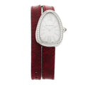 Stainless Steel Lizard Diamond Bezel Mother of Pearl 32mm Serpenti Double Wrap Quartz Watch