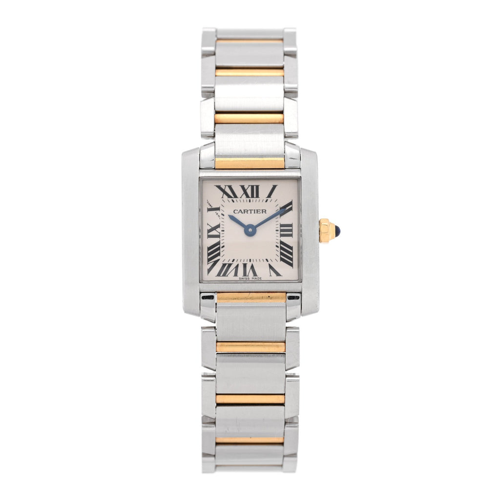 Stainless Steel 18K Yellow Gold 20mm Tank Francaise Quartz Watch