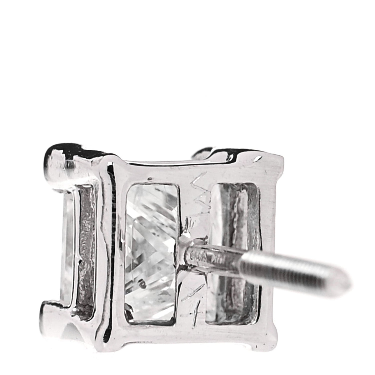 14K White Gold Diamond 1.63ct Square Cut Solitaire Earrings