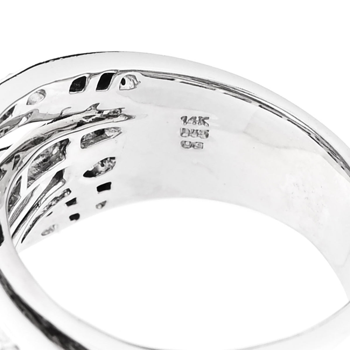 14K White Gold Diamond 1.16ctw Five Row Crossover Band Ring 56 7.5