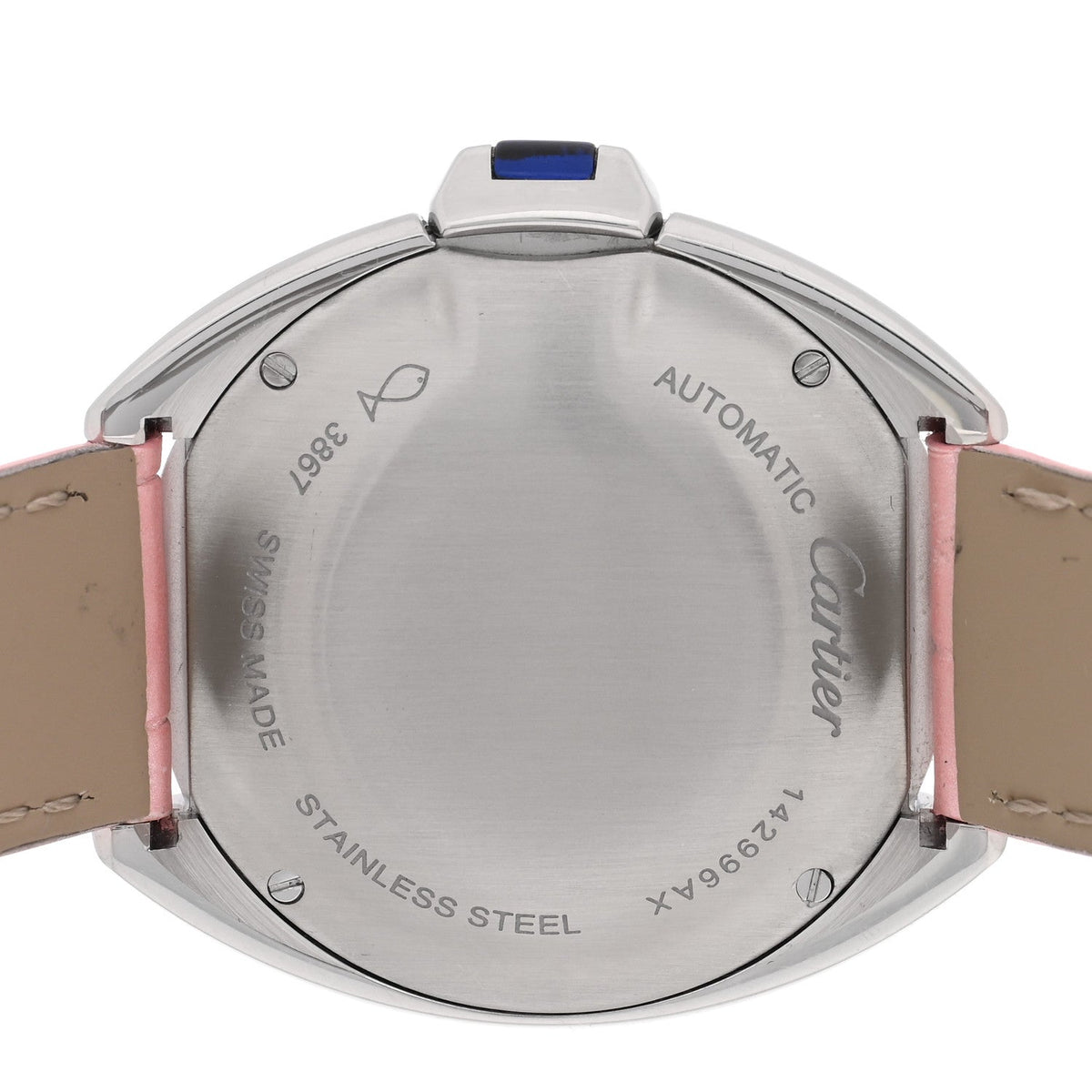 Stainless Steel Alligator Diamond Bezel 31mm Cle De Cartier Automatic Watch Pink