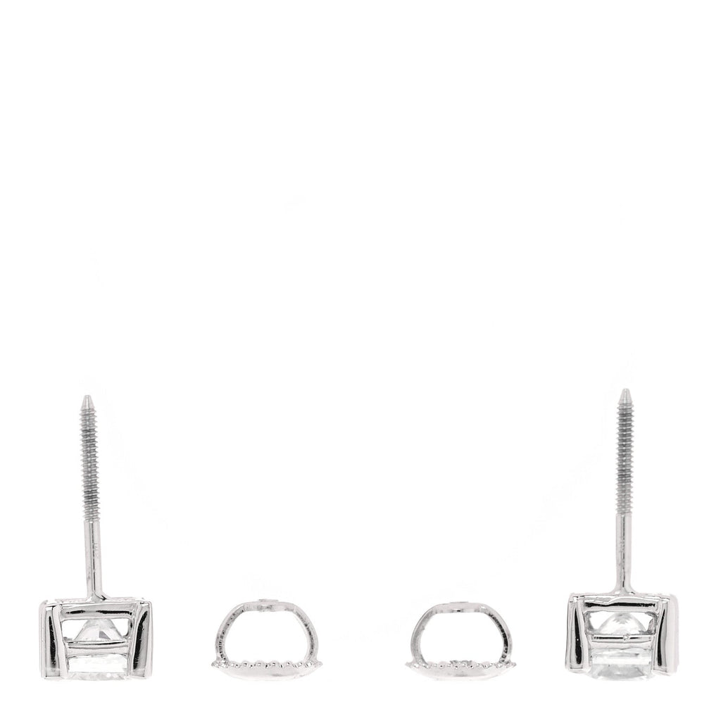 14K White Gold Diamond 1.63ct Square Cut Solitaire Earrings