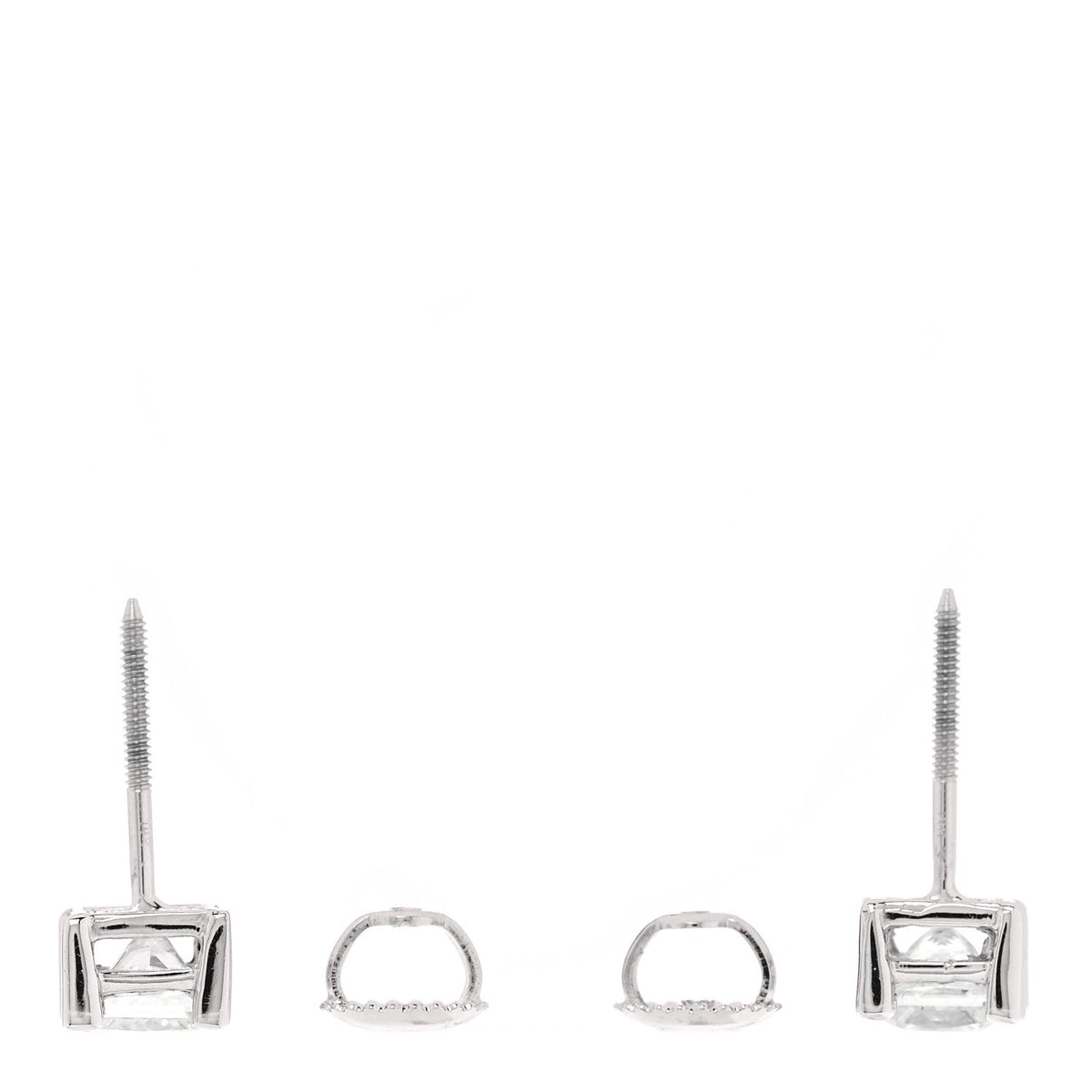 14K White Gold Diamond 1.63ct Square Cut Solitaire Earrings