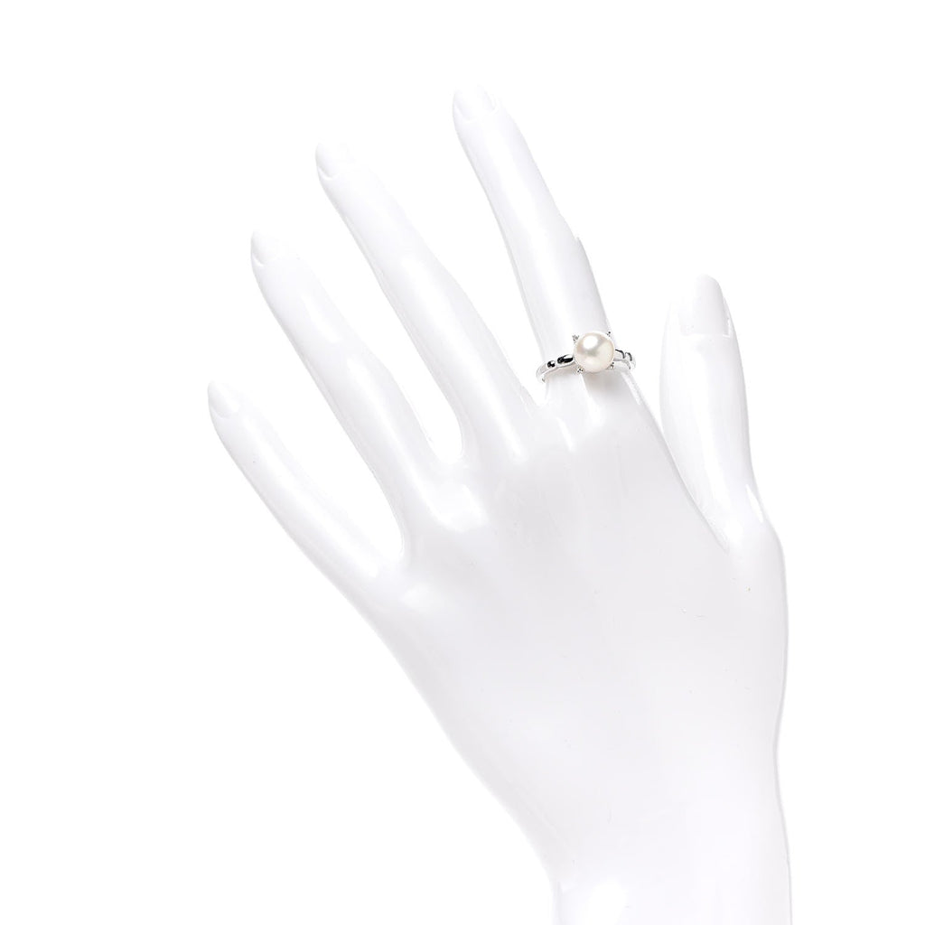 14K White Gold Akoya Pearl 7.5mm Ring 53 6.5