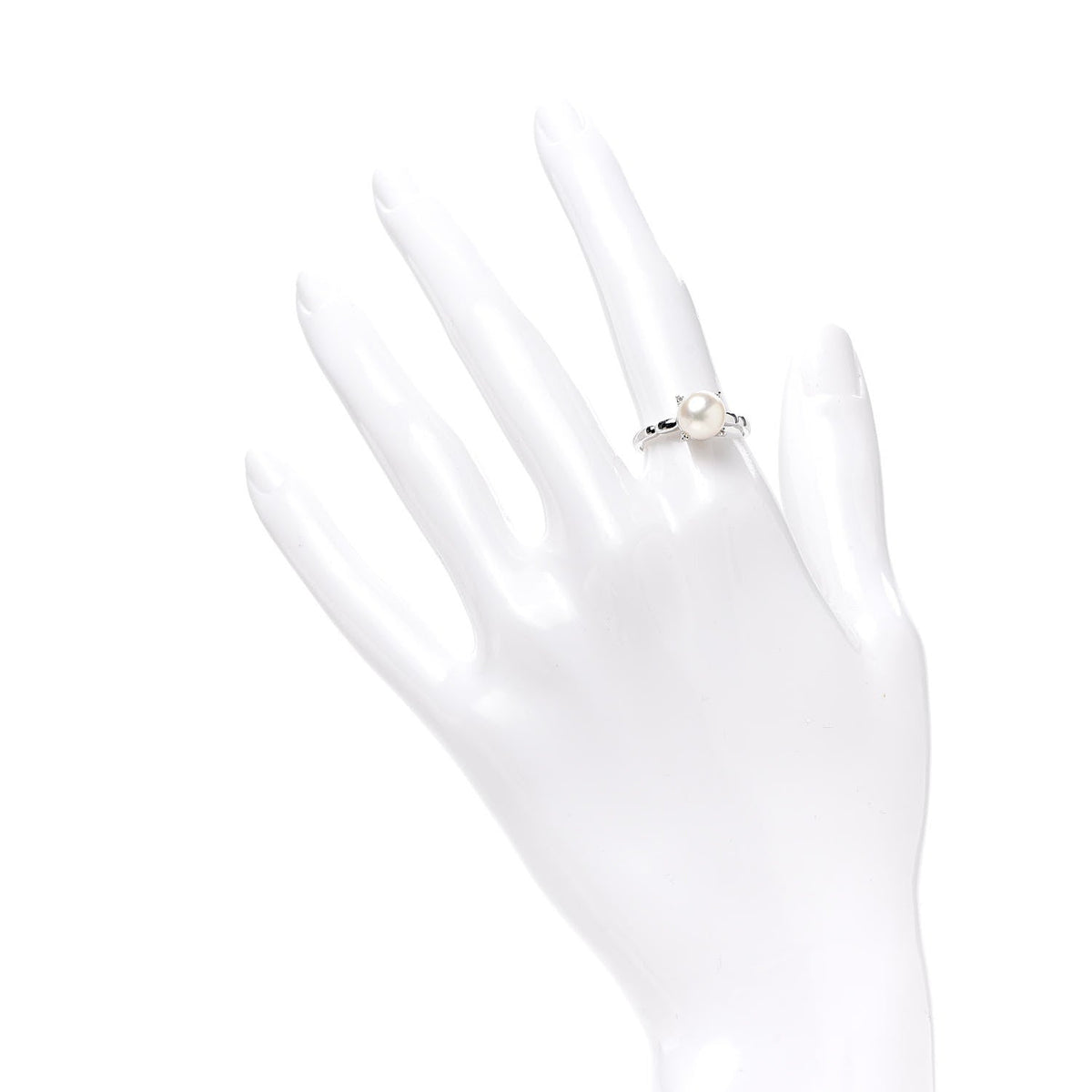 14K White Gold Akoya Pearl 7.5mm Ring 53 6.5