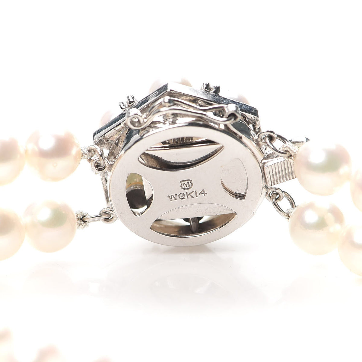 14K White Gold Akoya Pearl 6-7mm Double Strand Bracelet