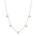 14K Rose Gold Diamond .81ctw Pear Cut Five Station Necklace