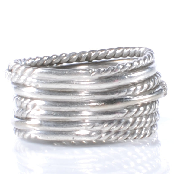 14k Sterling Silver Diamond Crossover Cable Ring 7